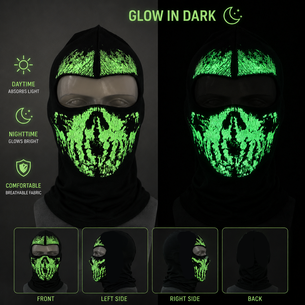 Ghost mask Glow – Motorcycle Face Mask All Season