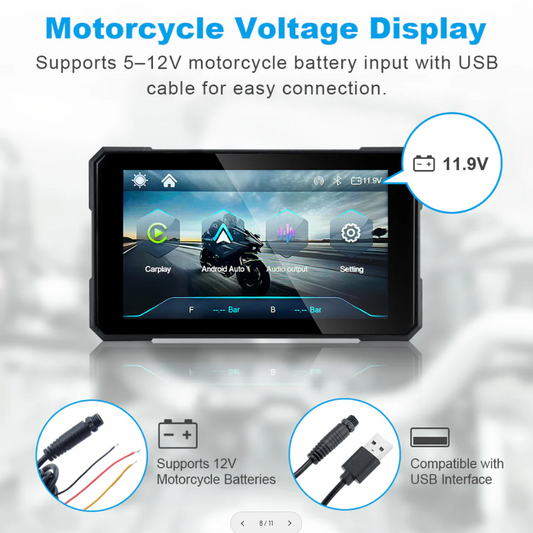 Display MT15 Motorcycle Navigation Screen with Wireless CarPlay & Android Auto